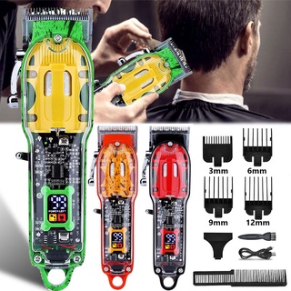 Máquina De Cortar Cabelo Profissional Smart Lcd Barbeador Elétrico Transparente Sem Fio Para Homens JM-200
