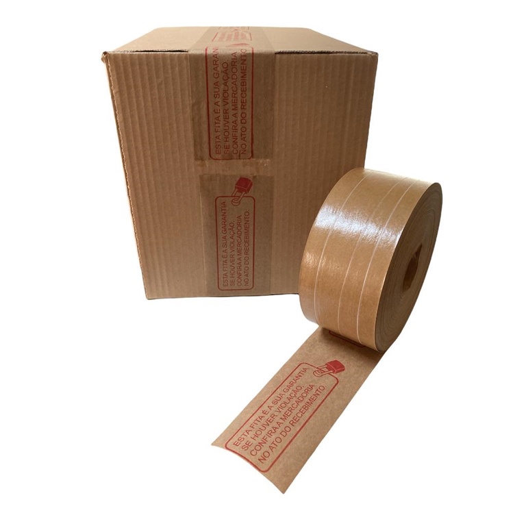 1 Rolo Fita Gomada 70mm Com Reforço Impressa Lacre De Segurança