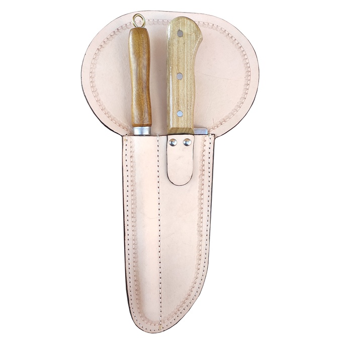 Kit Faca Pantaneira + Chaira Amolador + Bainha em Couro Pantaneiro em Oferta na Shopee