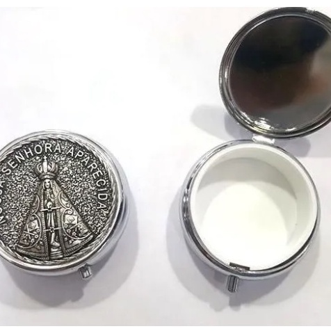Teca Porta Hóstia Eucaristia Em Metal - NS.Aparecida/ São Bento em Oferta na Shopee