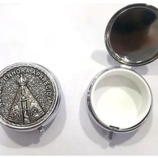 Teca Porta Hóstia Eucaristia Em Metal - NS.Aparecida/ São Bento em Oferta na Shopee