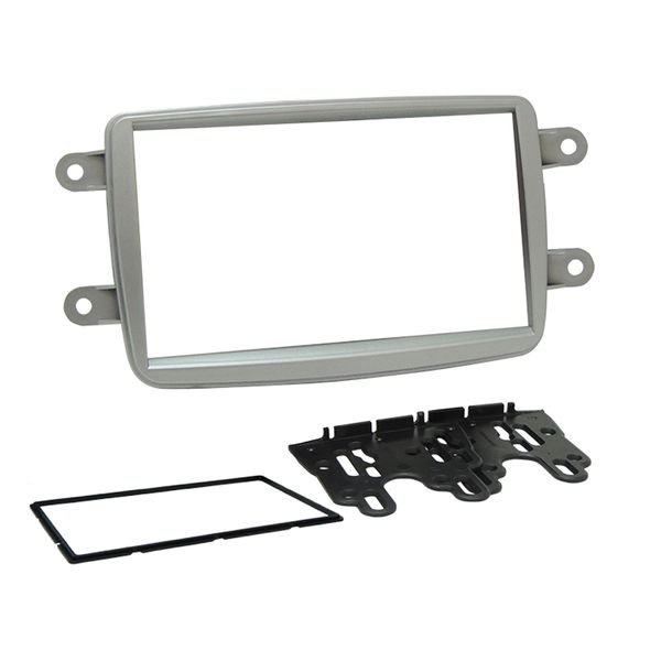 Moldura 2 Din Renault Kwid, Captur, Duster, Sandero, Logan - Prata em Oferta na Shopee