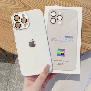 Capinha De Vidro Temperado Luxuosa Para iPhone 13 Pro MAX 11 12 Silicone Líquido Anti-Impacto Com Película De Lente