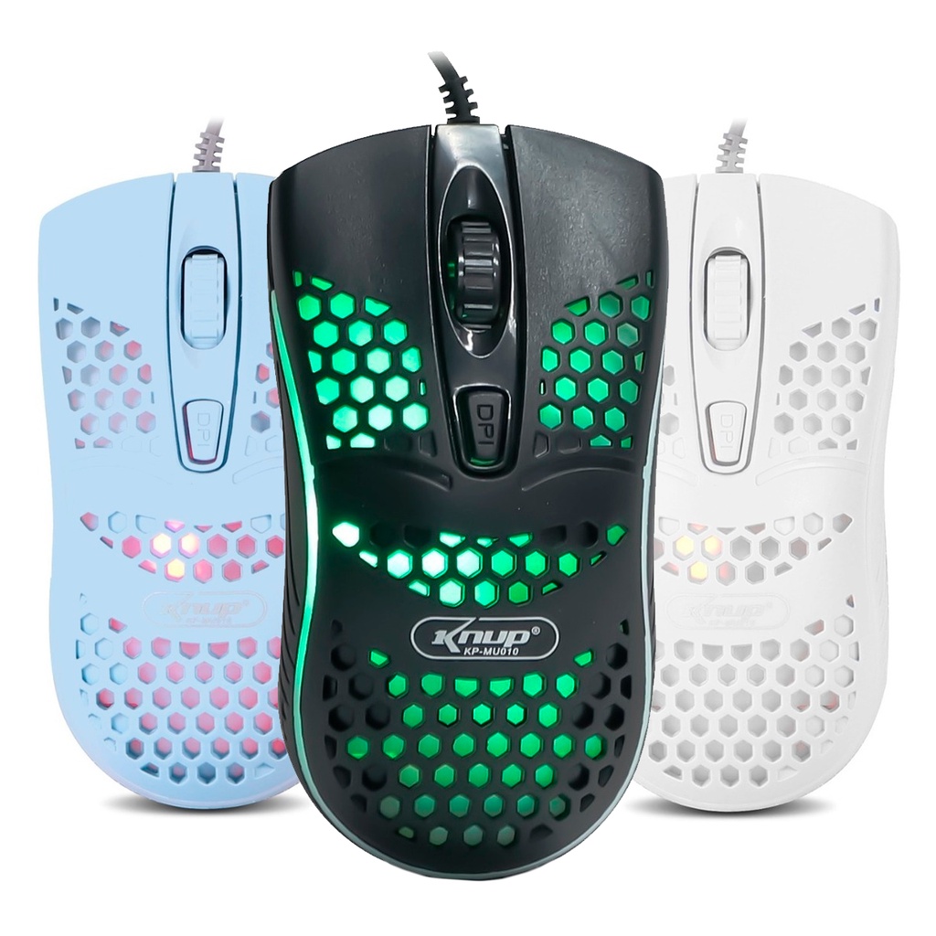 Mouse Gamer Ultraleve USB com Led Rgb Knup 1000dpi KP-MU010 Honeycomb Ultra Leve