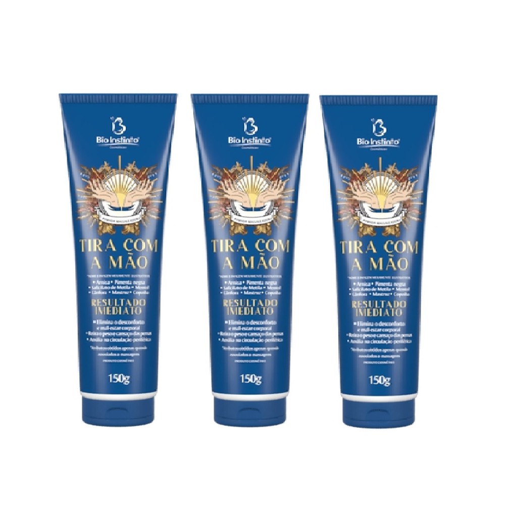 Kit 3 pomadas Tira com a Mão para Massagem Bio Instinto 150gr