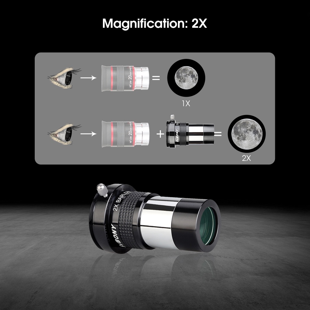 Lente di Barlow 2X NEEWER da 1,25 per oculari con