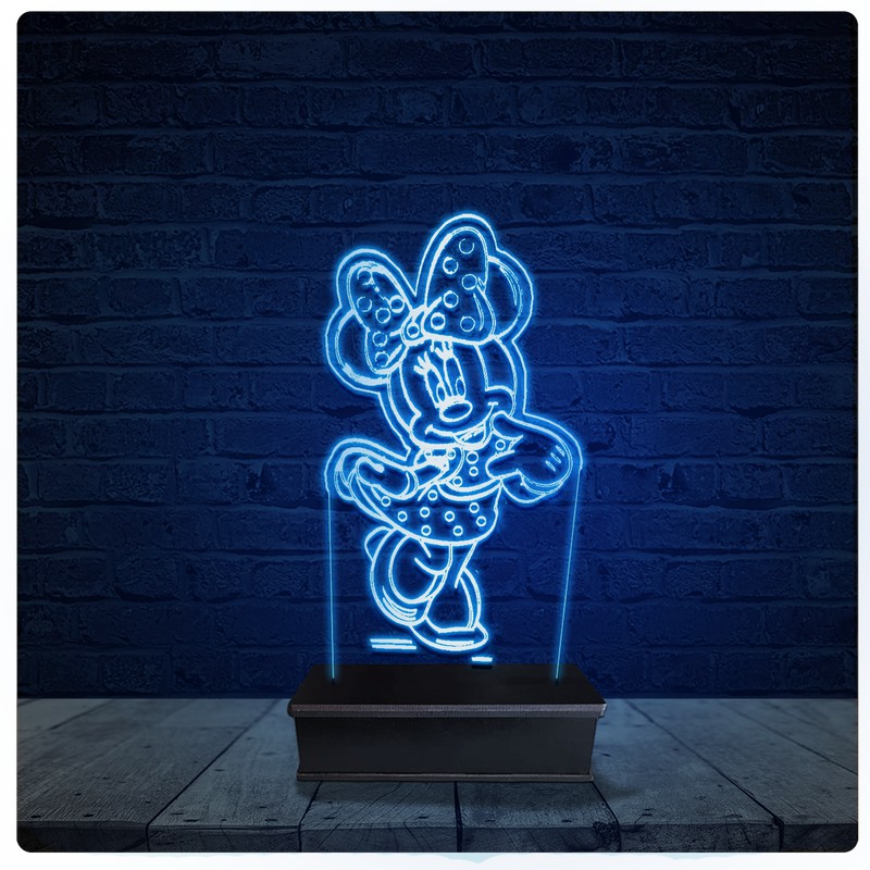 Luminária Led Acrilico Abajur - Minnie Mouse Mickey