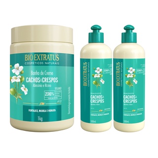 Kit Cachos e Crespos Bio Extratus (Banho de Creme 1kg / 2x Finalizadores 500g)