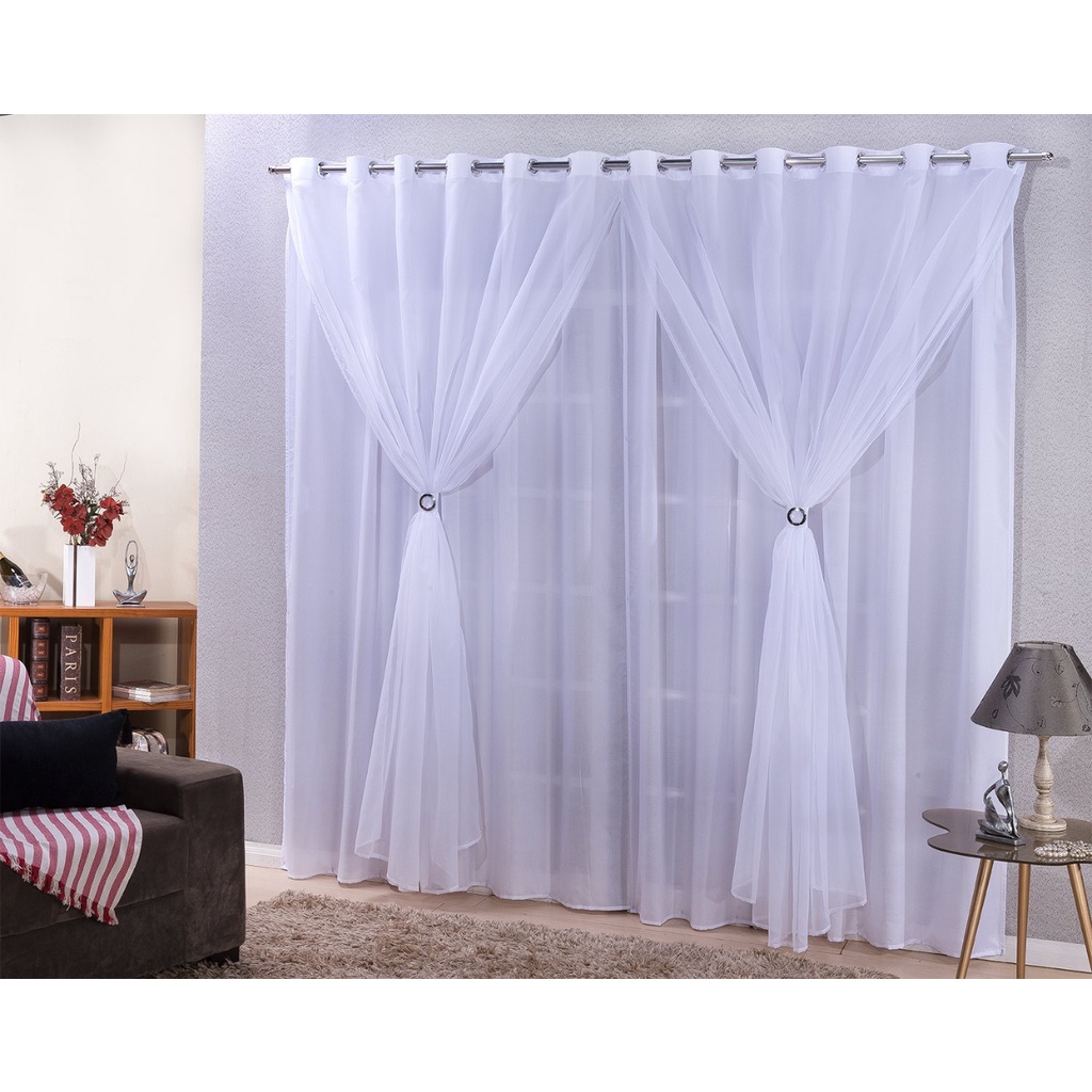 Cortina  Forro + Voil 3,00 x 2,50 Para Quarto / Sala / Escritório em Oferta na Shopee