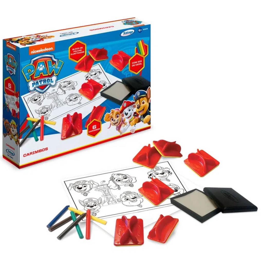 Carimbos Patrulha Canina com Giz de Cera para Colorir Xalingo - 1382.1 em Oferta na Shopee