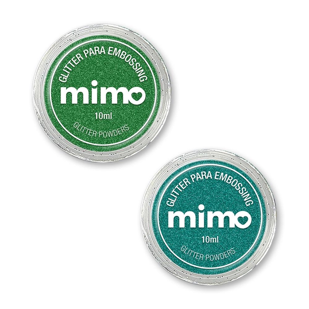 Pó de Embossing Glitterizado Verde e Azul Jade - Mimo - 2 Unids em Oferta na Shopee