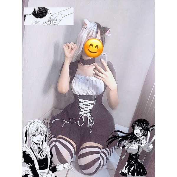 Compra online de Roupa de empregada masculina, roupa de cosplay fofa  japonesa lolita vestido anime roupa de empregada loli vestido preto roupa  de empregada lolita kawaii gótico