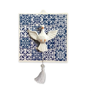 Divino Espirito Santo Adorno De Porta Estampa Azulejo 26cm em Oferta na Shopee