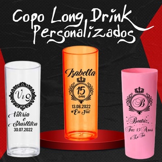 Kit Copo Long Drinks Personalizados 330ml Para Casamento Formatura Aniversário Evento Logo de empresa lembrancinha