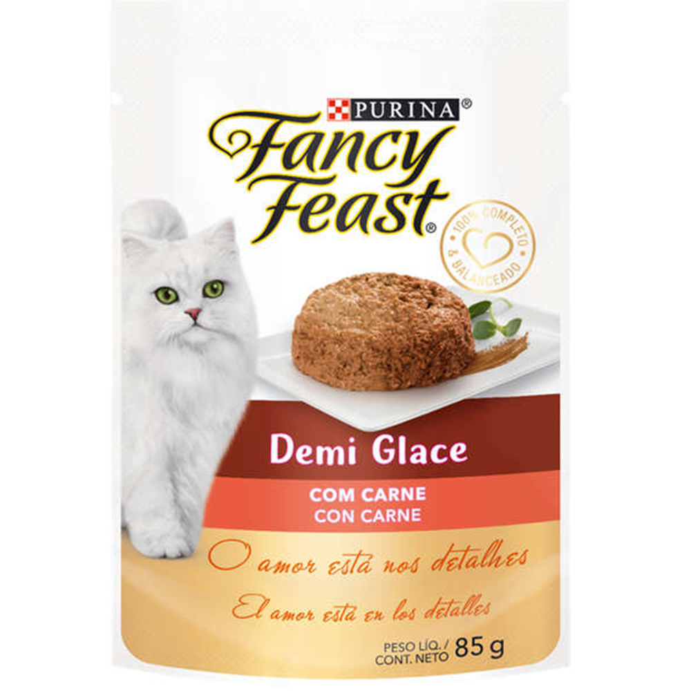 Ração Úmida Purina Fancy Feast Sachê Demi Glace Carne Para Gatos Adultos 85 G - 1 UN