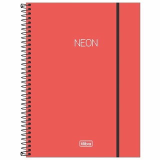 Caderno Universitário 10 Matérias Neon Coral 160 Folhas Tilibra