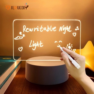 Luzes LED Criativas Placa De Mensagens Com Carregamento USB Caneta Decoração De Mesa Lâmpada De Dormir Acrílica Transparente   De Notas De Bricolagem Economia De Energia Presente Para Estudantes Crianças Namorada