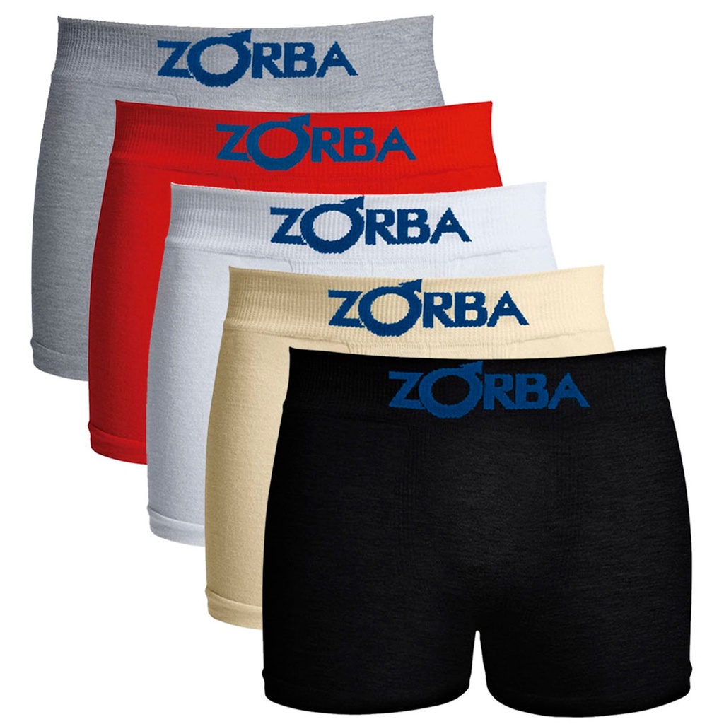 Kit com 5 Cuecas Infantil Boxer sem Costura Algodão Zorba