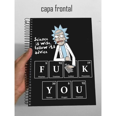 Caderno Química Rick E Morty Desenho - 1 Matéria Escolar