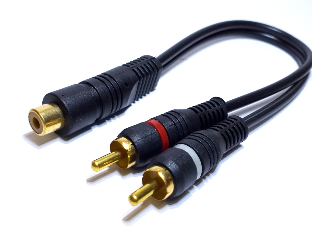 Cabo Rca Y 2m/1f Preto - Banhado A Ouro - 2 Machos / 1 Femea Blindagem Simples Macho Som Automotivo