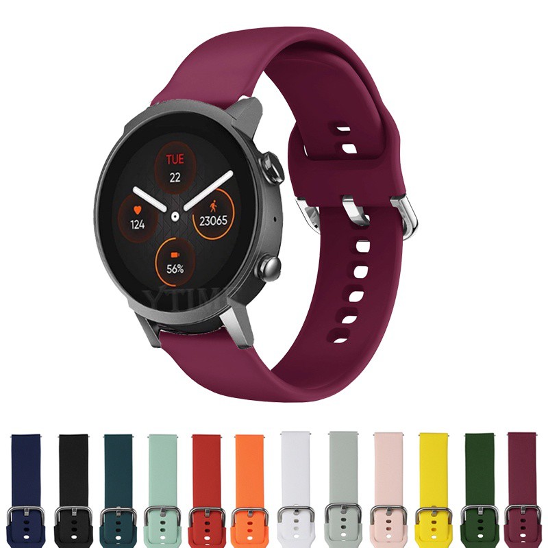FTRONGRT 20mm Cinturino Compatibile con TicWatch E3, Silicone Cinturino di Ricambio Compatibile con TicWatch E3- (Bianco