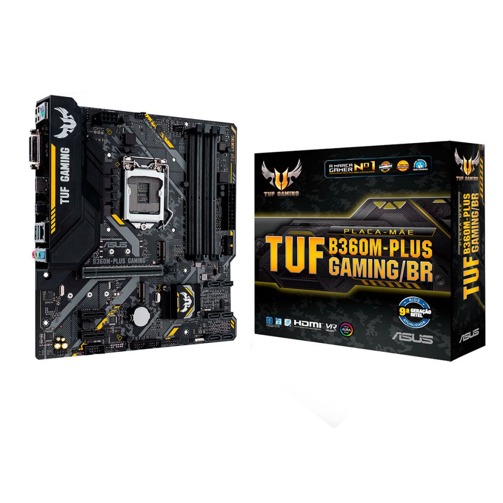 Placa Mãe Asus TUF B360M-PLUS GAMING/BR, Intel 9ª / 8ª Geração, 4 Slots DDR4, LGA1151