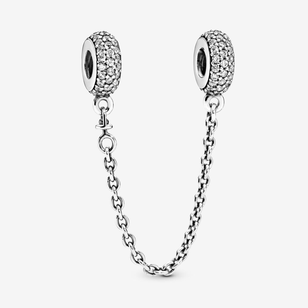 Pand * ora Acessórios Novos Espumantes Pavé Safety Chain Charm Silver Jewellery et Charms Presentes De Bricolage Para Senhoras/Meninas p818