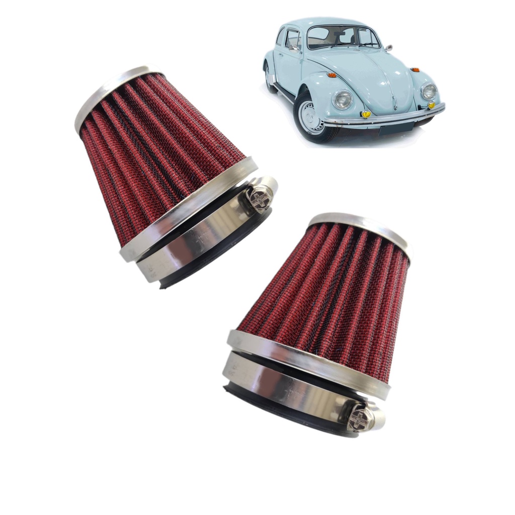 Kit Filtro Ar Esportivo Lavável Fusca Com 2 Carburadores Com Tampa Inox 2 Peças em Oferta na Shopee