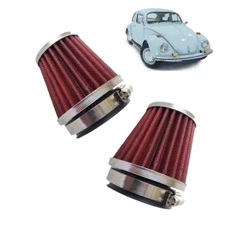 Kit Filtro Ar Esportivo Lavável Fusca Com 2 Carburadores Com Tampa Inox 2 Peças