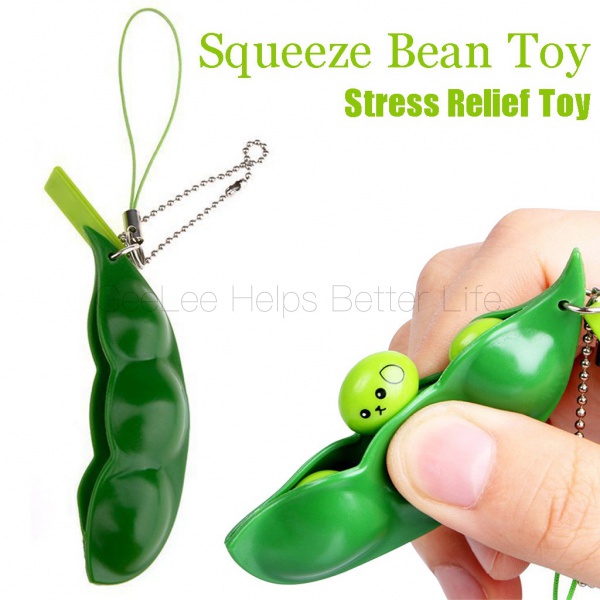 Fidget Toys Brinquedos Descompressão Peanut Squishy Squeeze Feijão Edamame Keychain Bonito Estresse Releiver Adulto Crianças Brinquedos em Oferta na Shopee