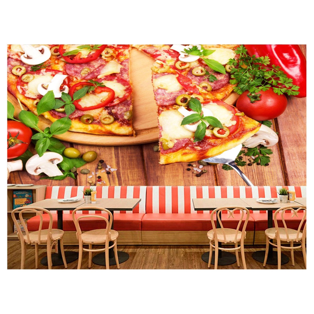 papel de parede Alimento Pizza Queijo 3D 10m² AL185