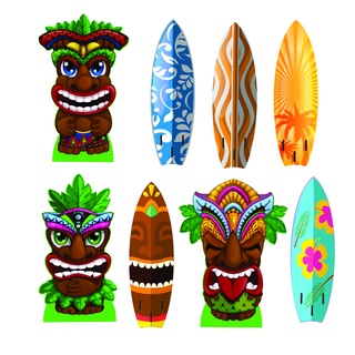 Havaí Tiki totem kit 8 de mesa kit enfeites de festa temática