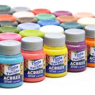 Tinta para Tecido Acrilex 37ml - Cores Avulsas e Kits Temáticos - Alta Cobertura e Resistência