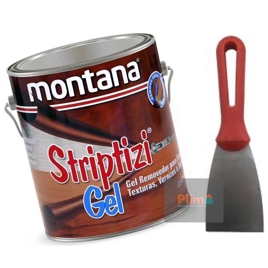 Kit Gel Removedor Tinta Madeira Ferro Esmalte Texturas Verniz Stains Striptizi 1Kg + Espátula Aço 6cm