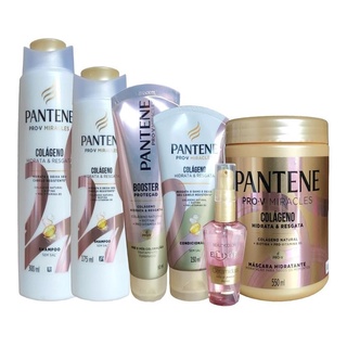 Kit tratamento pantene colageno Shampoos + cond + mascara 550ml + booster + oleo ceramidas