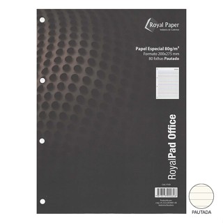 Bloco Folha de Fichário ROYAL PAPER Pautado Papel Especial Avena - 80 fls de 80g/m² em Oferta na Shopee