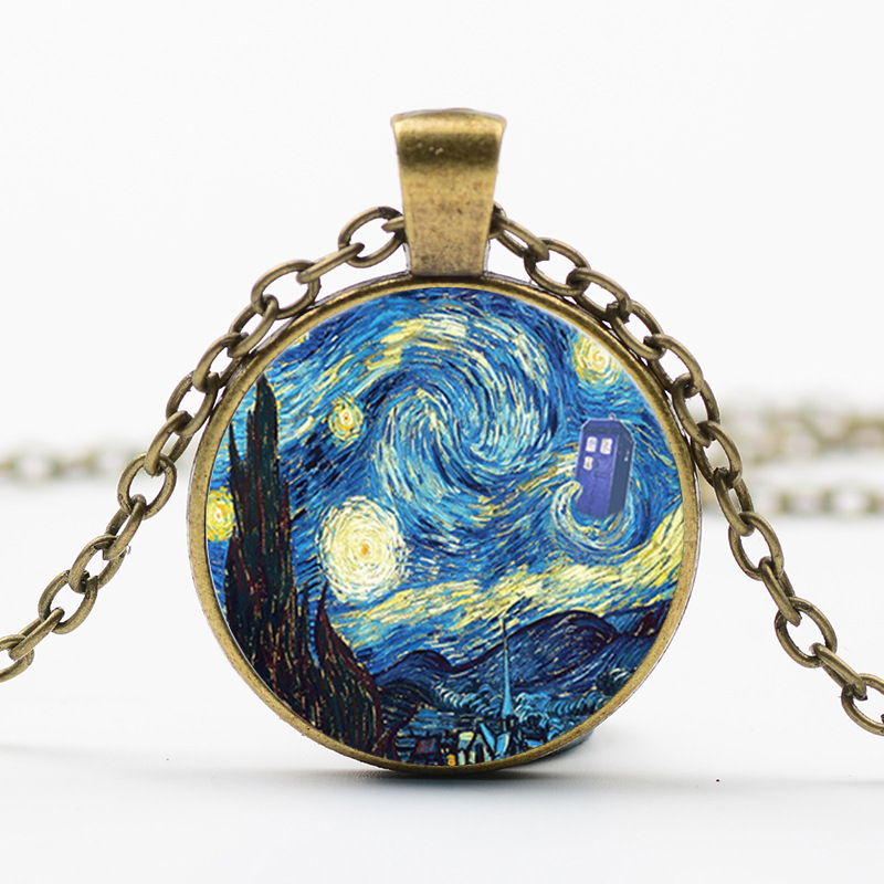 Colar Com Pingente Estrela De Van Gogh Com Jóia Estilo Europeu E Americano Vintage
