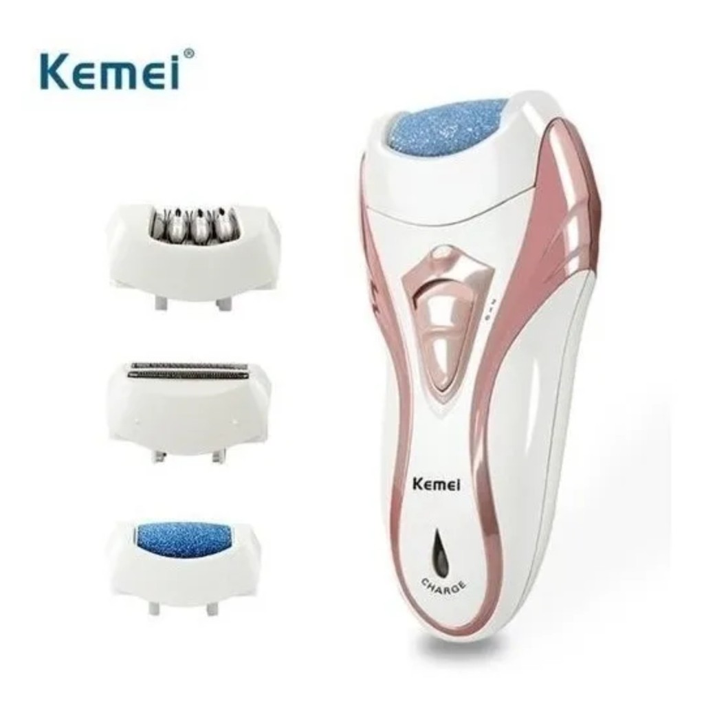 Depilador Elétrico Feminino Lixa Pé Recarregável Kemei Bivol