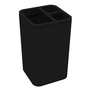 Porta Escova E Dispenser De Creme Dental Com Divisoria Preto - Soprano
