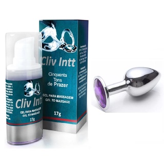 KIT Gel Anestésico Anal Sem Dor Lubrificante Cliv Intt 50 Tons + Plug Anal Joia Iniciante