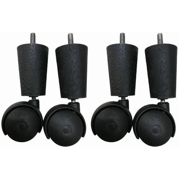 Pés de cama box ou box baú com rodinha 4 und preto de 12 cm em Oferta na Shopee