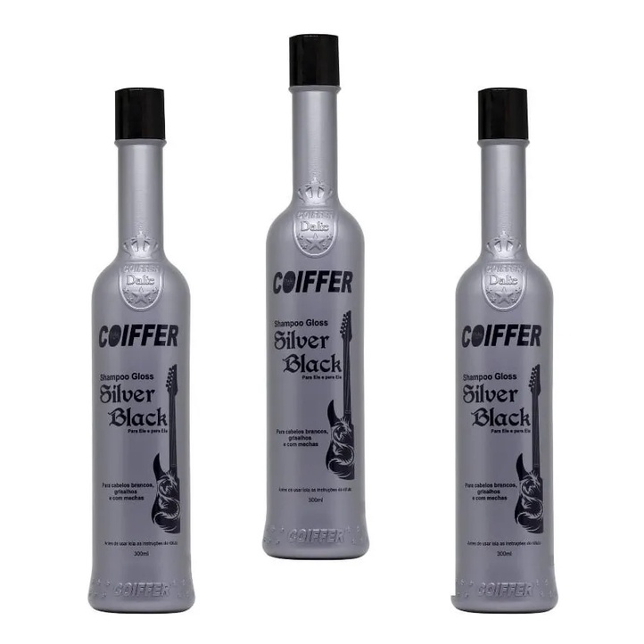 Kit Combo 3 Shampoo Tonalizante Silver Black Coiffer