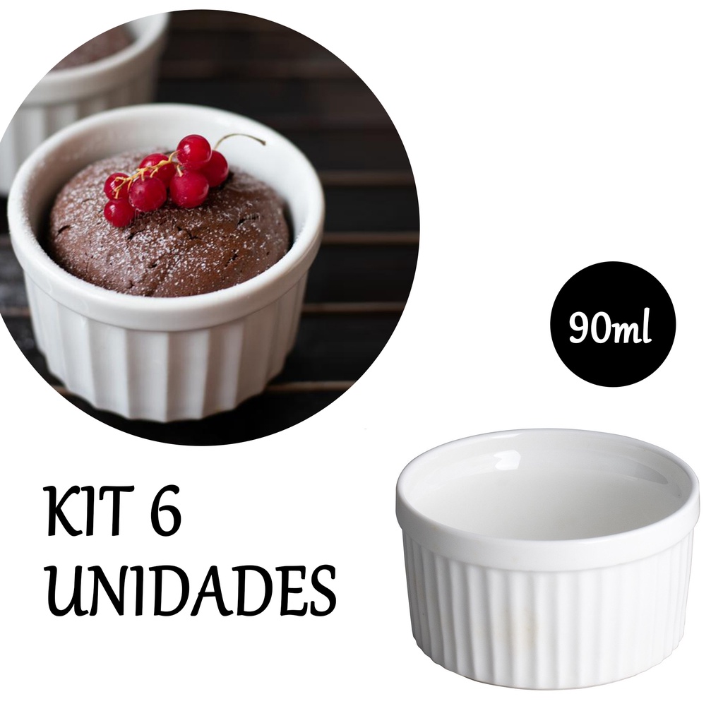 6 Ramekin de Porcelana 90ml Ramequim Pote Bowl Finger Food Shopee Brasil