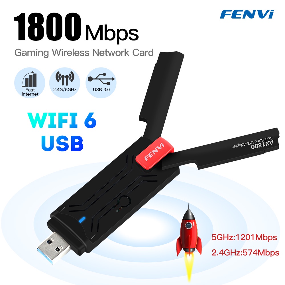 Adaptador Wifi 6 Usb 3.0 1800mbps Dual-band 2.4g 5ghz Fenvi