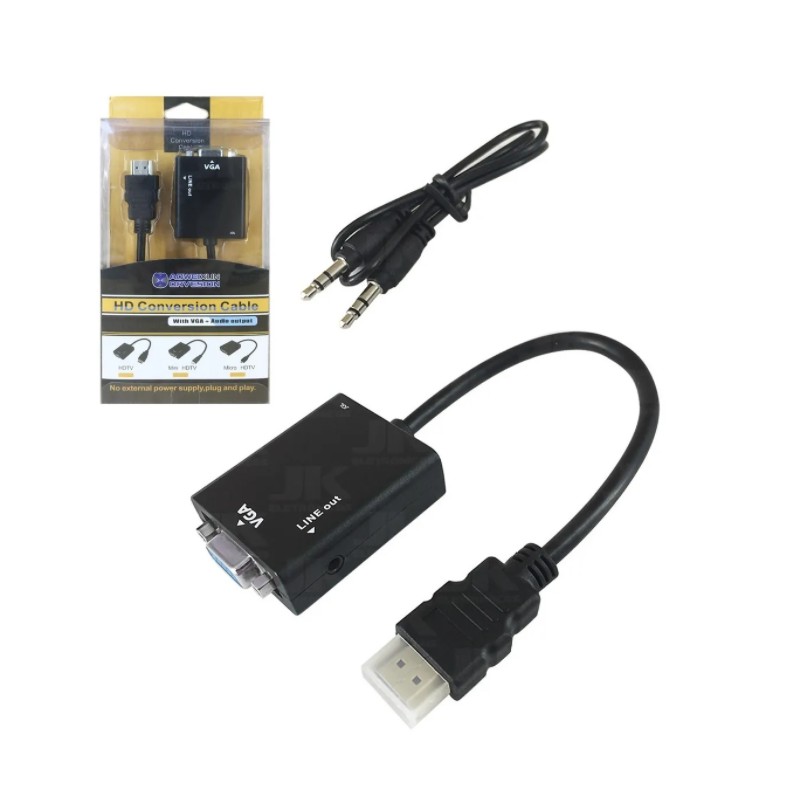 Conversor Adaptador De Video Hdmi Para Vga Com Audio P2 Novo
