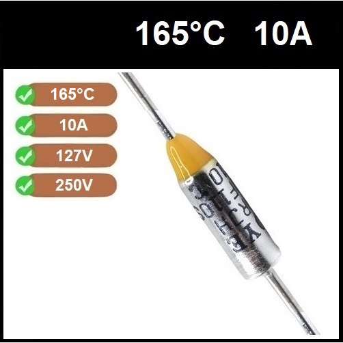 5 Fusível Térmico 10A 165C 165°C 165 Graus 250V