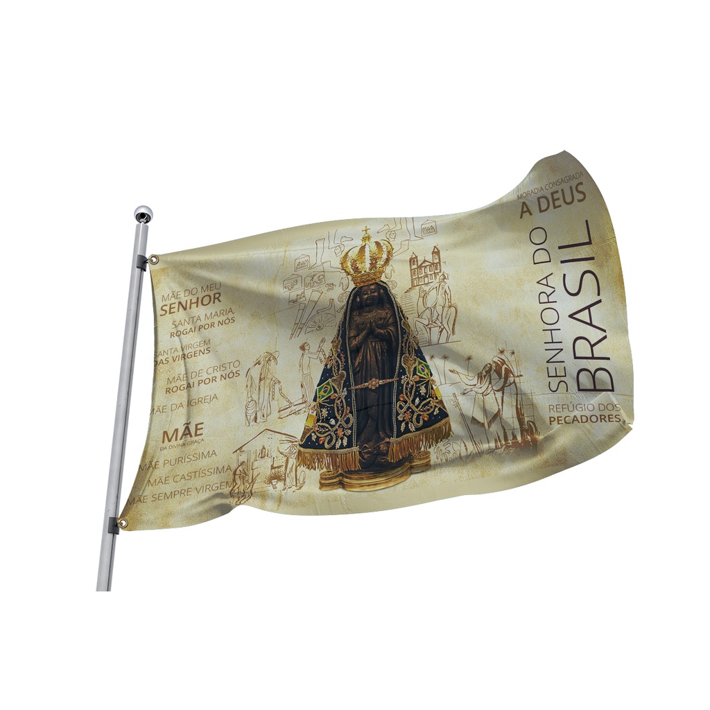Bandeira Nossa Senhora Aparecida 1,70m X 1m - Dupla Face