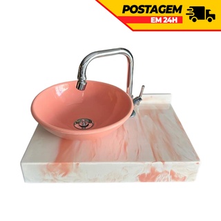 Pia de Banheiro Mármore Sintético/ Lavatório/ Cuba/ Lavabo