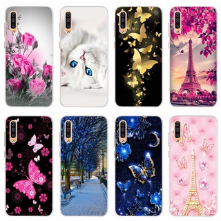 Samsung Galaxy A30S/A50S/A50 SM-A307F A505F A507F Caixa De Silicone Macia TPU Telefone Com Estampa De Flor De Gato Bonito