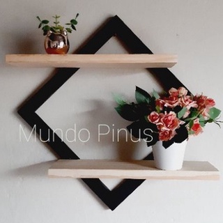 Quadro P Prateleira Dupla Nicho Decorativo Madeira Pinus